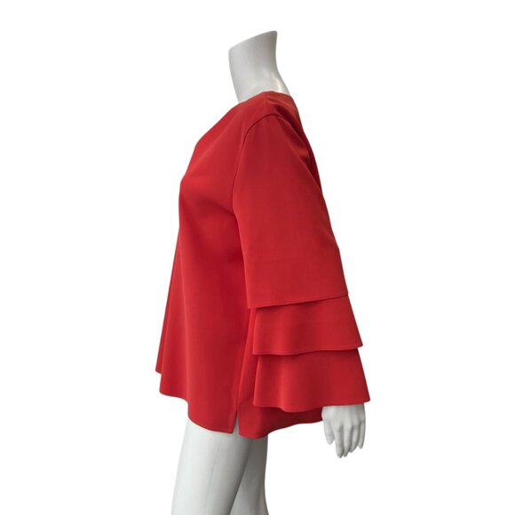 $398 NWT Lafayette 148 RARE Red Salsa Tiered Layered Blouse Top size XL - Picture 5 of 7